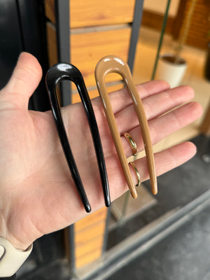 2'li Fransız Çatal Topuz Tokası Siyah Latte