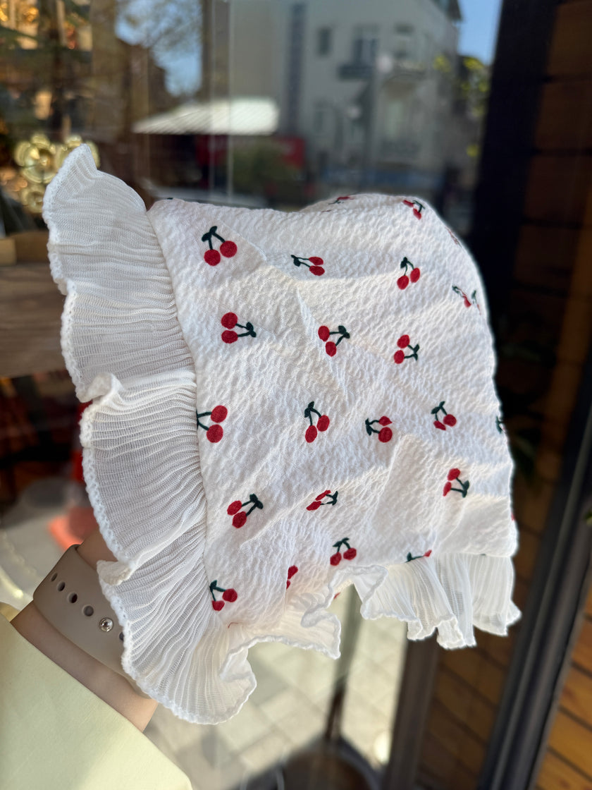 Kiraz Desenli Yarım Bandana Taç Toka