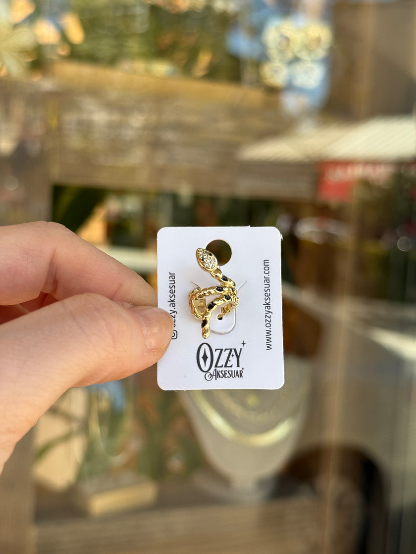Gömme Taşlı Yılan Model Earcuff Kıkırdak Küpe