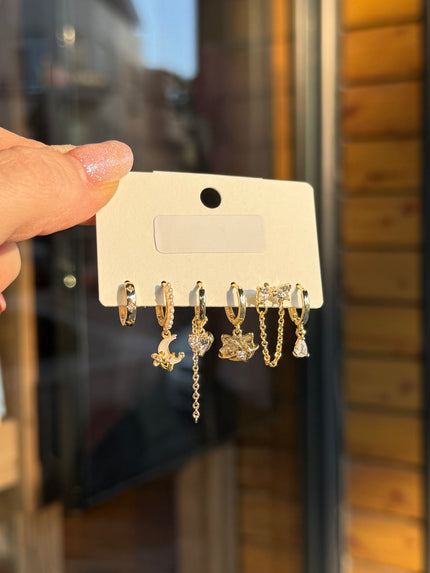 Kedi Model 6'lı Set Küpe