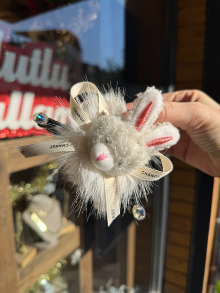 Peluş Tavşan Model Mandal Toka Beyaz