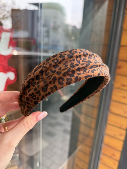 Çift Şerit Bombe Model Leopar Desen Taç Toka