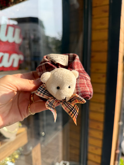 Ayıcık Detay Ekoseli Lastik Toka Bordo