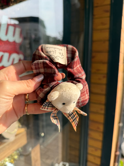 Ayıcık Detay Ekoseli Lastik Toka Bordo