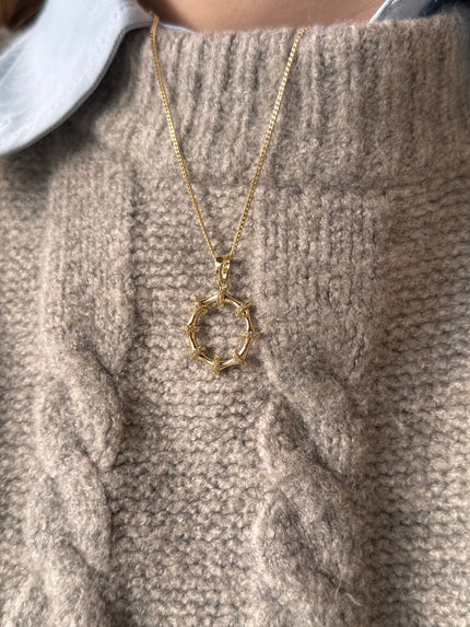 VIP Taşlı Kemer Detaylı Halka Uç Kolye 45 cm