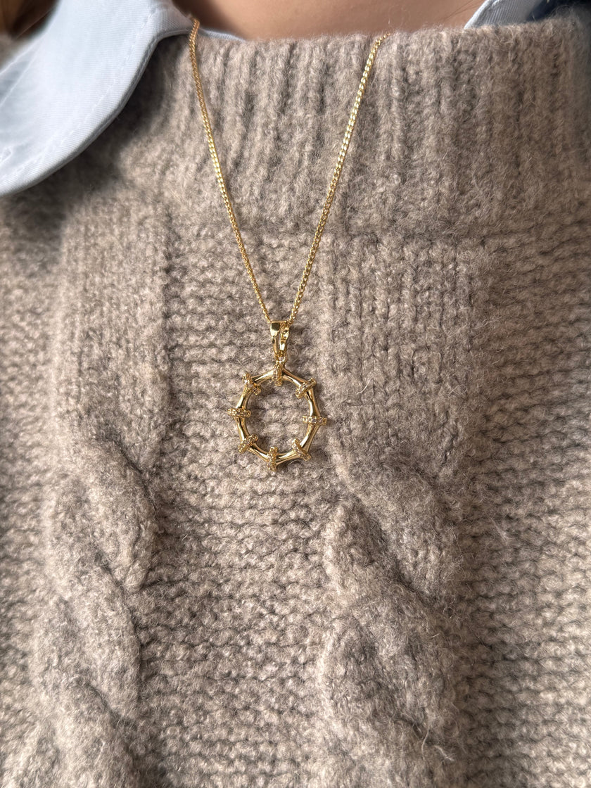 VIP Taşlı Kemer Detaylı Halka Uç Kolye 45 cm