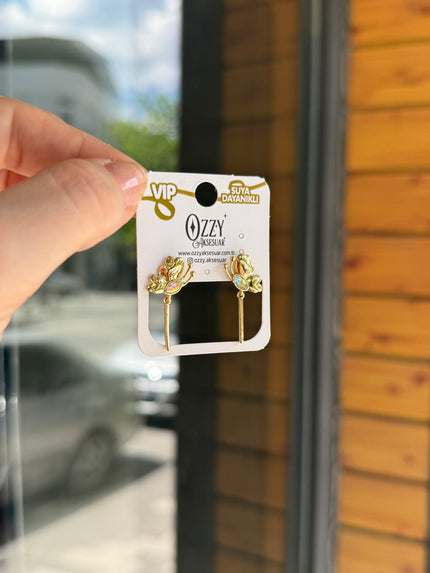 VIP Opal Renk Taşlı Kelebek Küpe