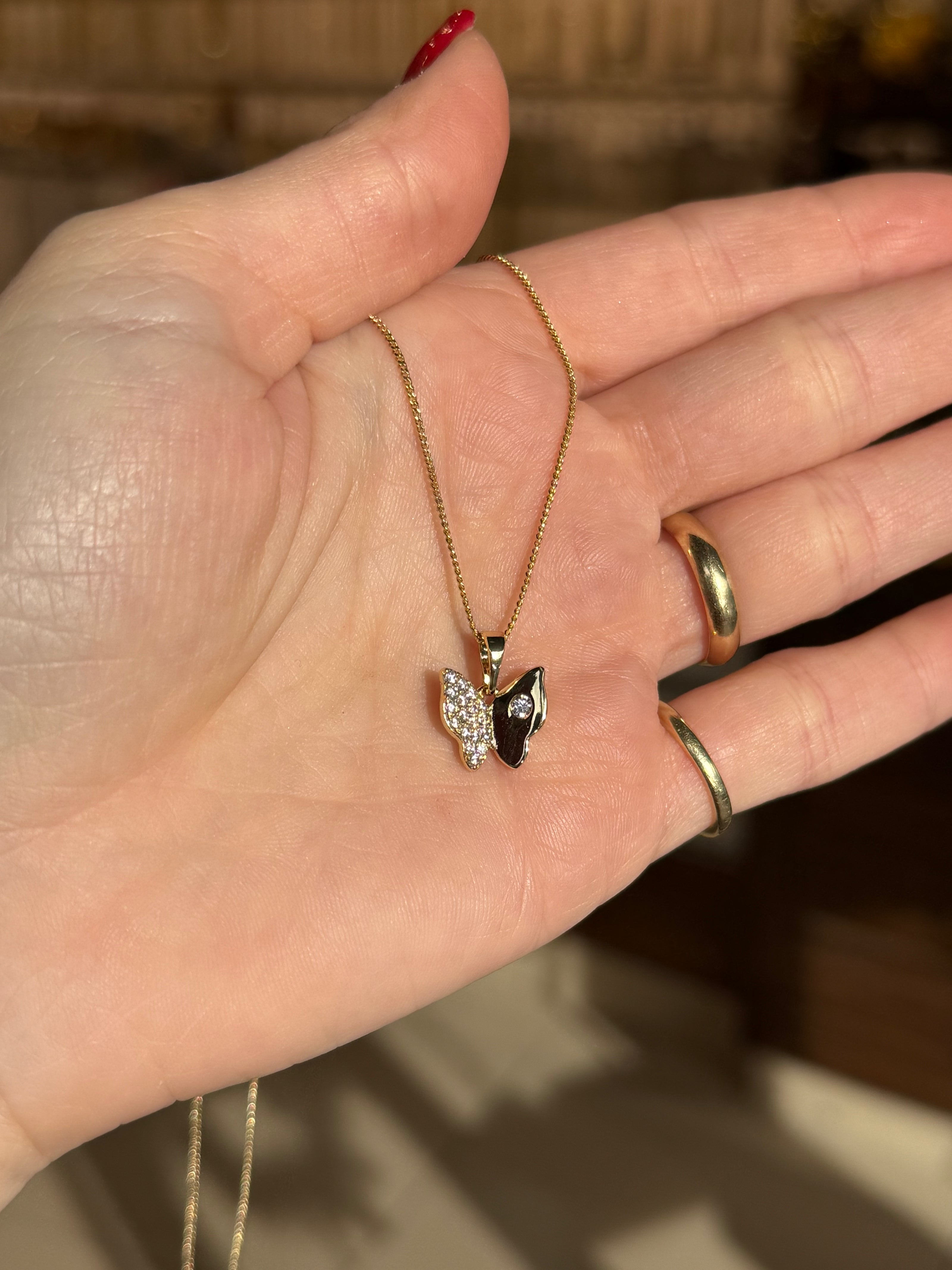 VIP Taşlı Kelebek Kolye 45 cm