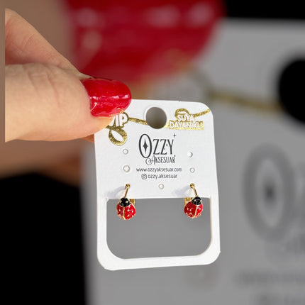 VIP Uğur Böceği Küçük Halka Küpe