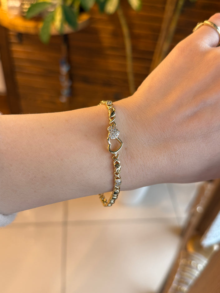 VIP Gömme Taşlı Kalp Model Bileklik 17 + 2 cm