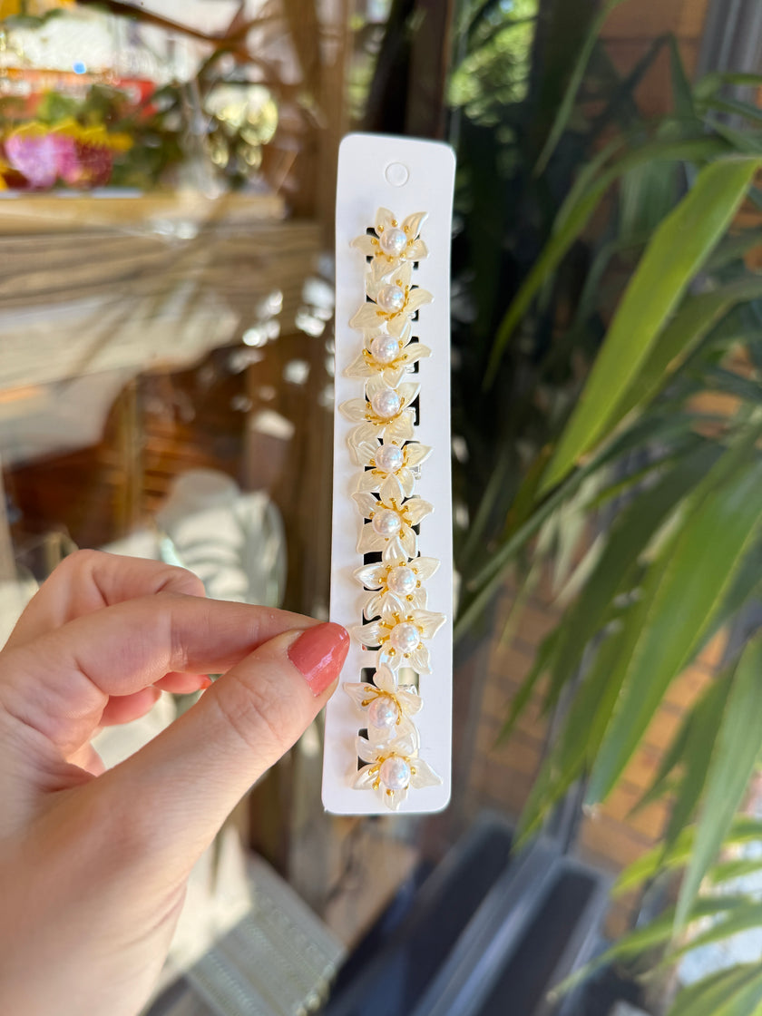 10' lu Saç Küpesi Toka İncili Lotus Model