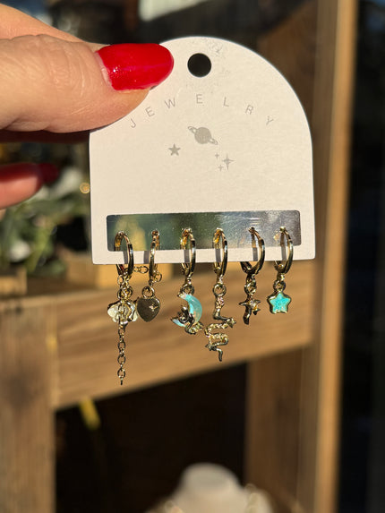 6'lı Set Küpe Hilal Detaylı