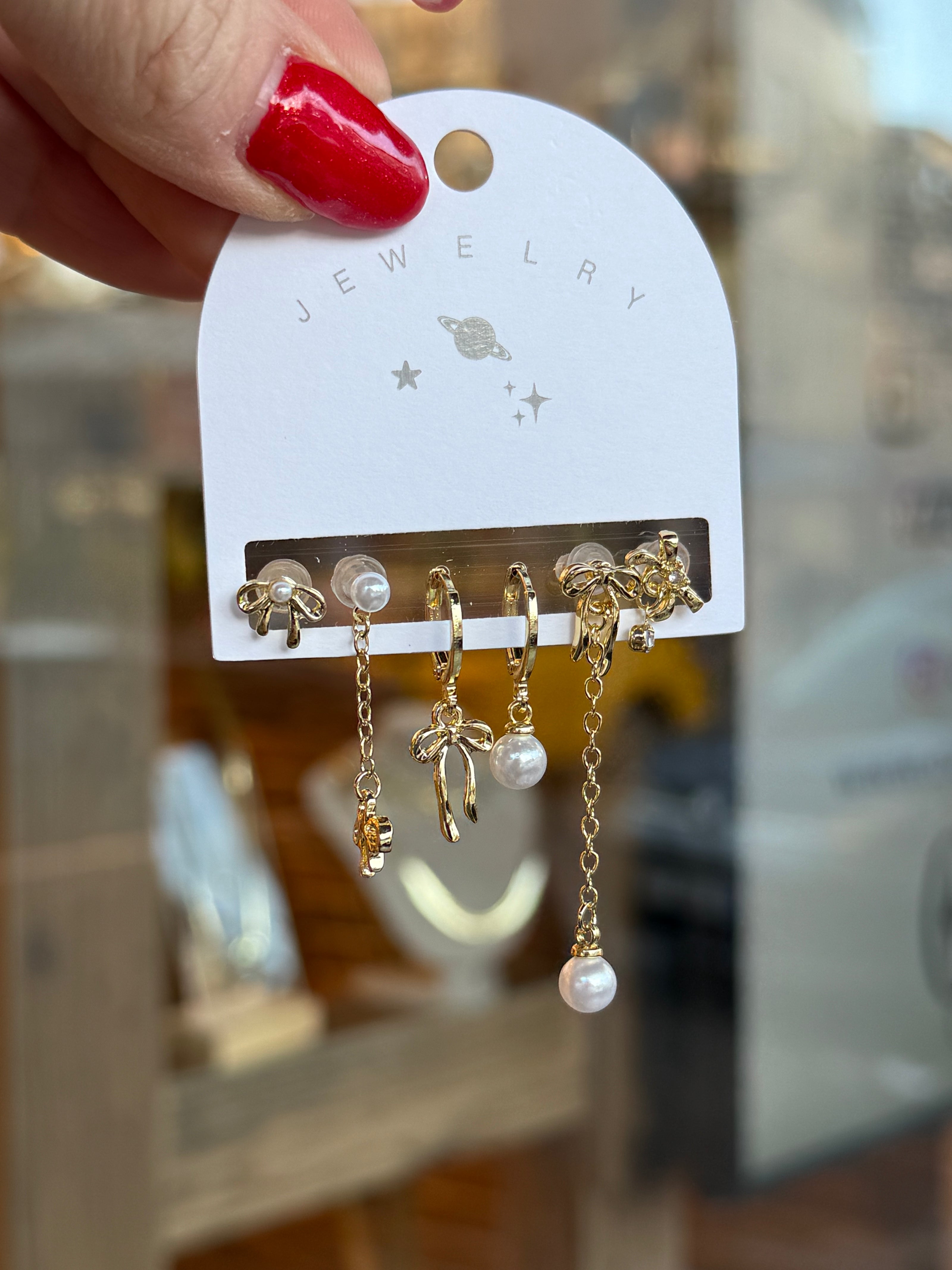 6'lı Set Küpe Fiyonk Detaylı