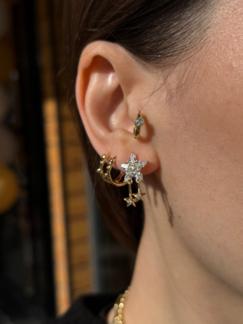 VIP Sallantılı Zirkon Taş İşleme Yıldız Küpe