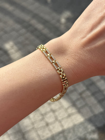 VIP Kemerleri Gömme Taş İşlemeli Hasır Bileklik 17 + 2 cm