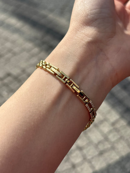 VIP Kemerleri Gömme Taş İşlemeli Hasır Bileklik 17 + 2 cm