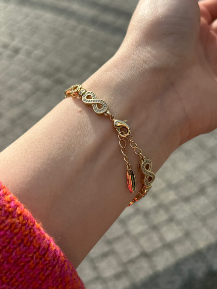 VIP Gömme Taşlı Sıra Sonsuzluk Model Bileklik 17 + 3 cm