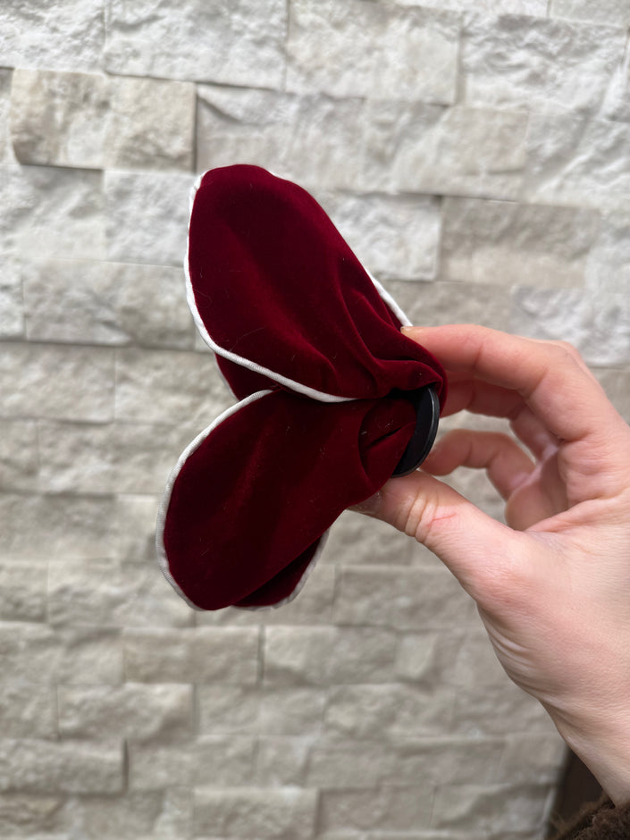 Süet Kelebek Kanadı Mandal Toka Bordo