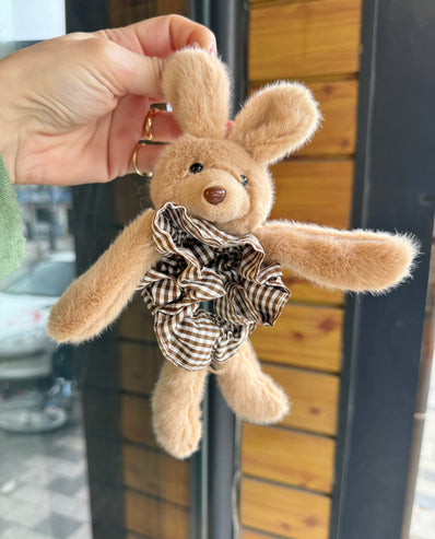 Pötikare Lastikli Peluş Tavşan Simit Toka Kahve Beyaz Renk