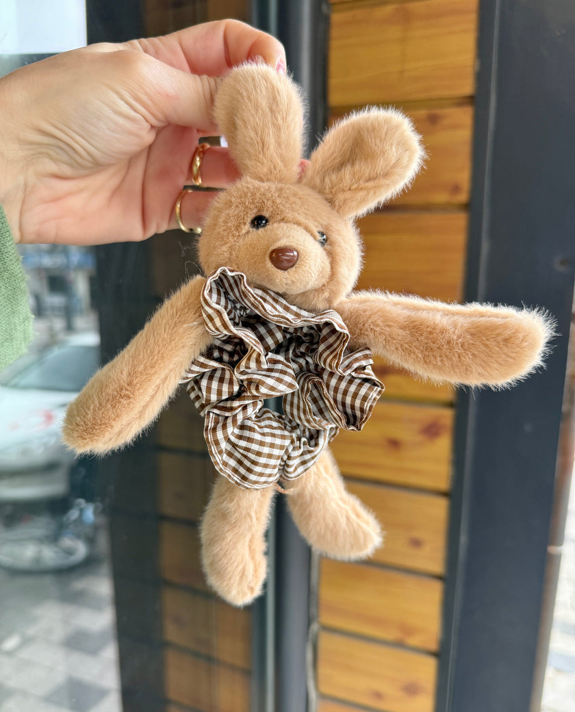 Pötikare Lastikli Peluş Tavşan Simit Toka Kahve Beyaz Renk - 2. görsel