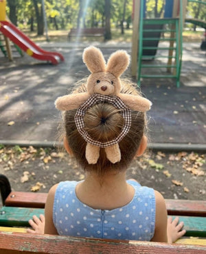 Pötikare Lastikli Peluş Tavşan Simit Toka Kahve Beyaz Renk